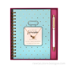 Spiral Notebooks with Pen and Necklace Gift Set